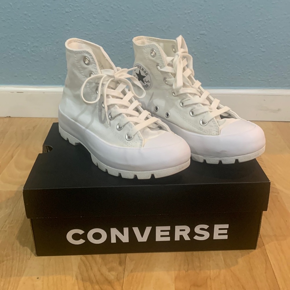 White converse lugged shoes